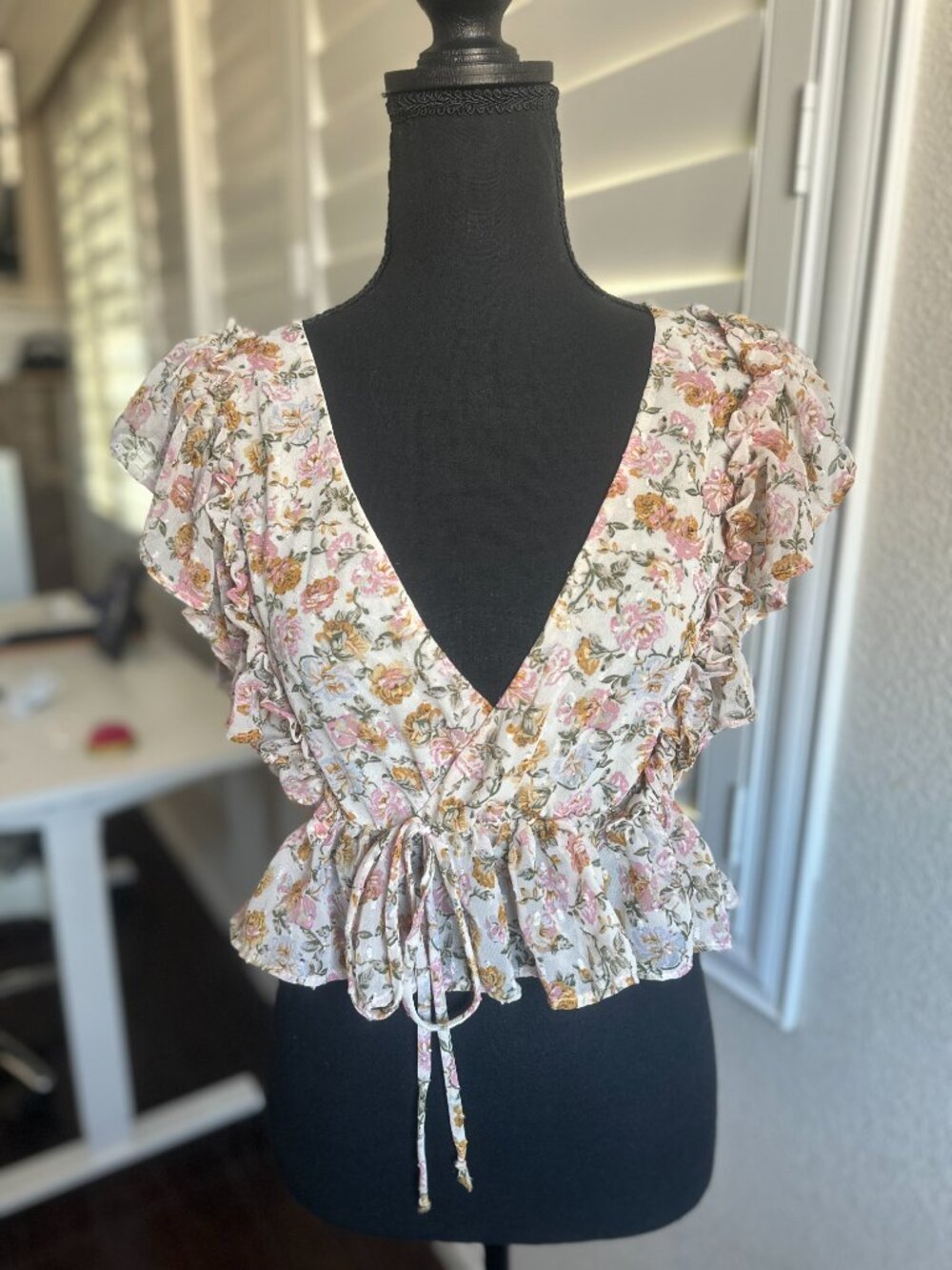 Fashion Nova Ruffle My Ego Floral Blouse NWT